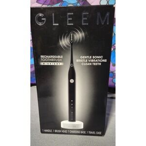 GLEEM Rechargeable Toothbrush Midnight Black Sonic Vibrations 2 Modes NWT